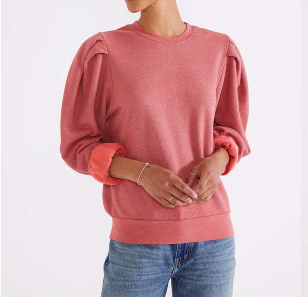 Etica Lysse Pleat Sleeve Sweatshirt Top Grenadine Heathered Small